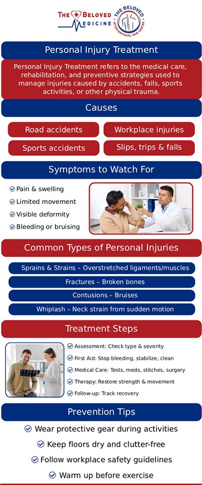 After an injury, finding effective pain relief is crucial for recovery and long-term health. At The Beloved Medicine Clinic and Pain Center in Dallas, we provide comprehensive care designed to address both acute and chronic pain caused by injury. Our treatment options, including physical therapy, medication management, and advanced therapies, are tailored to your specific needs. Dr. John Melek and our dedicated team work together to help you regain mobility, reduce pain, and improve your quality of life. For more information, contact us or request an appointment online. We are conveniently located at 7777 Forest Ln Suite A315, Dallas, TX 75230. After an injury, finding effective pain relief is crucial for recovery and long-term health. At The Beloved Medicine Clinic and Pain Center in Dallas, we provide comprehensive care designed to address both acute and chronic pain caused by injury. Our treatment options, including physical therapy, medication management, and advanced therapies, are tailored to your specific needs. Dr. John Melek and our dedicated team work together to help you regain mobility, reduce pain, and improve your quality of life. For more information, contact us or request an appointment online. We are conveniently located at 7777 Forest Ln Suite A315, Dallas, TX 75230.